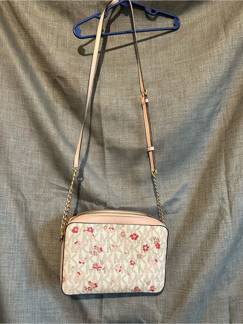 Michael Kors Cream & Pink Floral Logo Crossbody Bag